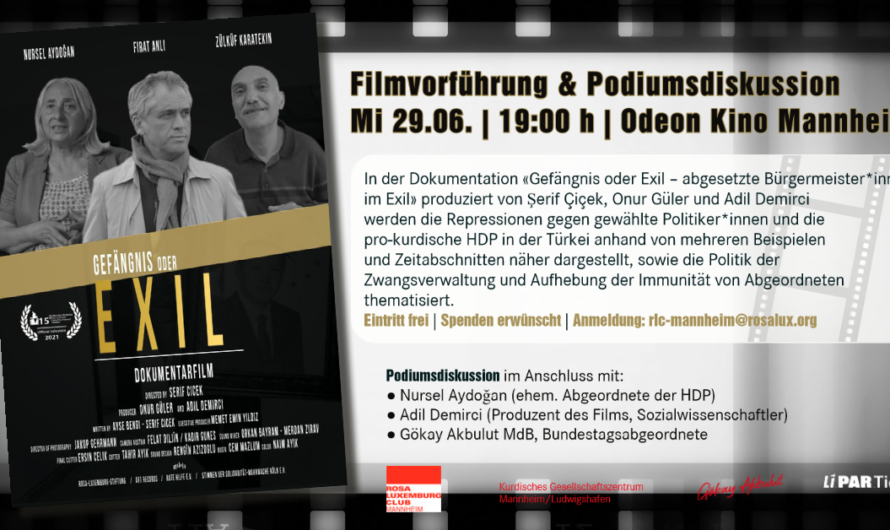 Filmvorführung & Podiumsdiskussion – Dokumentation  «Gefängnis oder Exil – abgesetzte Bürgermeister*innen im Exil»